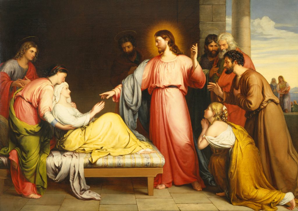 Healing Peter's mother-in-law by John Bridges, 19th century.